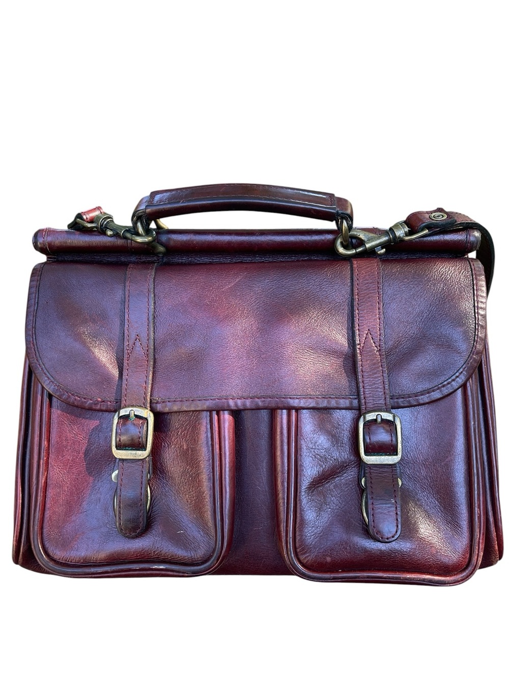 Vintage Wilsons Genuine Leather medium sized Messenger Crossbody Satchel Bag - Picture 2 of 16